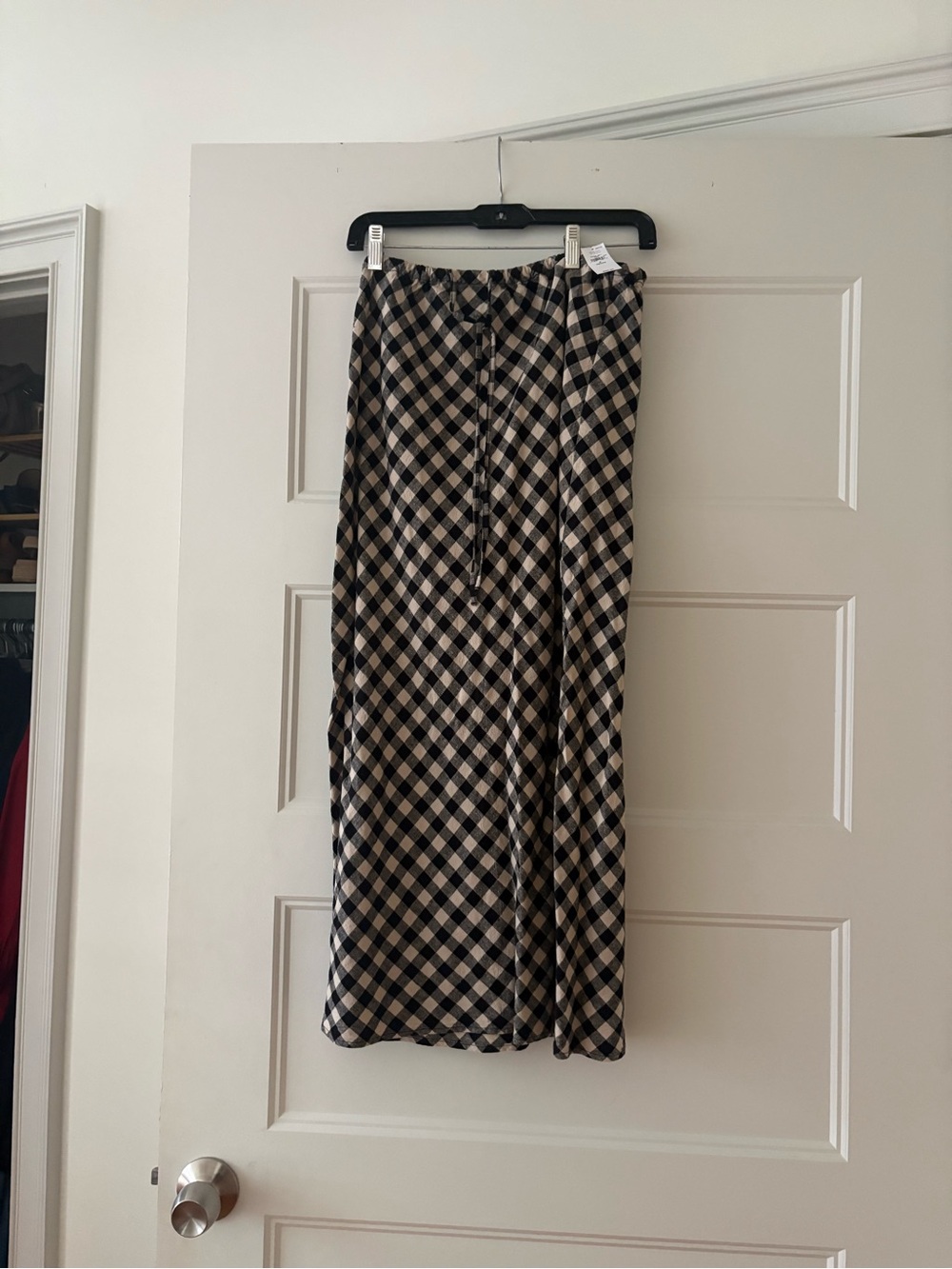 GAP Black and Cream Plaid Maxi Skirt with Drawstring - Picture 1 of 1